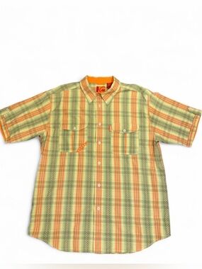 Mecca Plaid Button Up Shirt Men’s Large Y2K Streetwear Short Sleeve